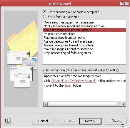 Finish Rule Setup